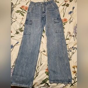 Denim Forum '90s Edie Lo-Rise Cargo in Classic Blue